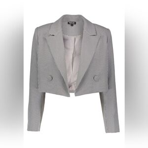 Nasty Gal x Cara Delevingne Cropped Houndstooth Open Blazer